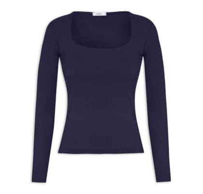 Blusa Feminina Canelada Manga Longa - Azul