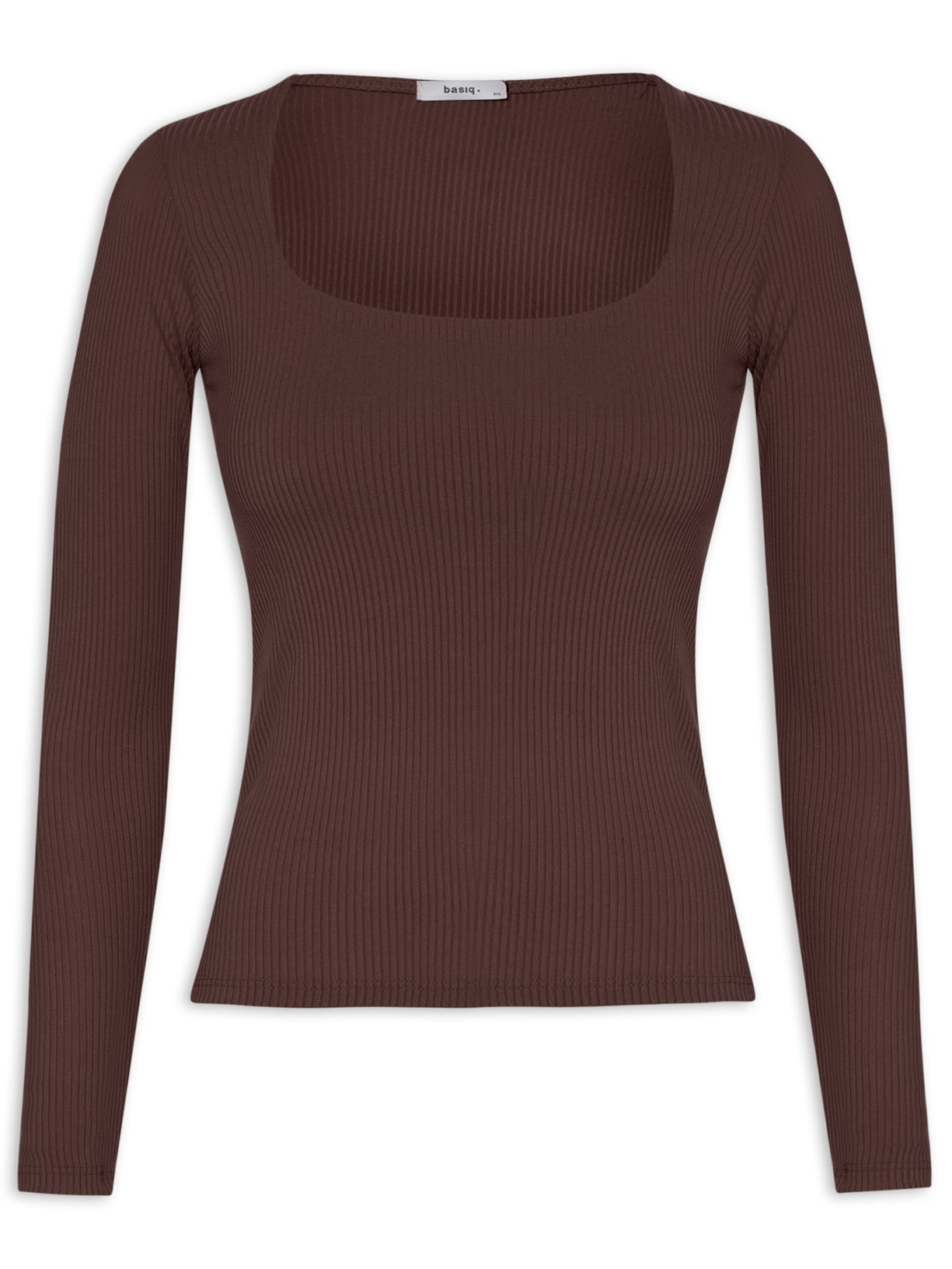 Blusa Feminina Canelada Manga Longa - Marrom