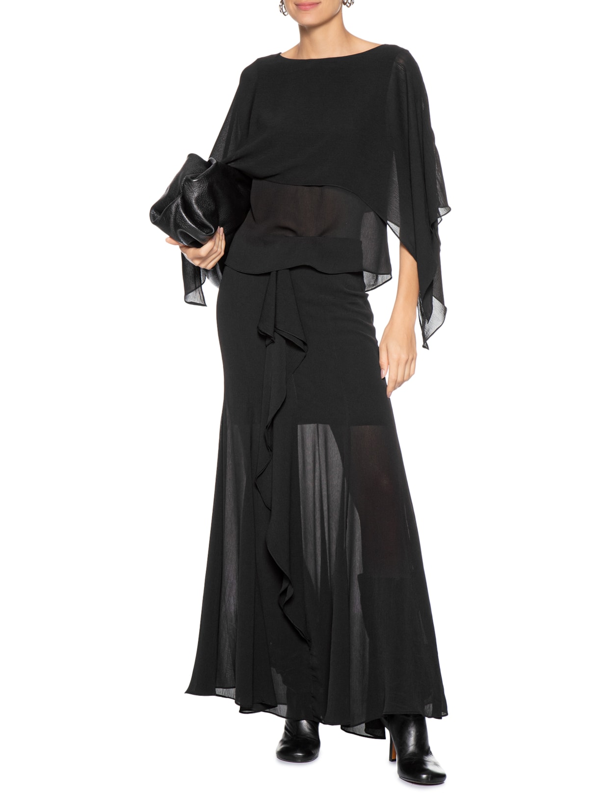 Blusa Feminina Capa Assimétrica Preto '2Essential