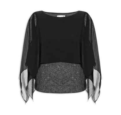 Blusa Feminina Capa Assimétrica - Preto