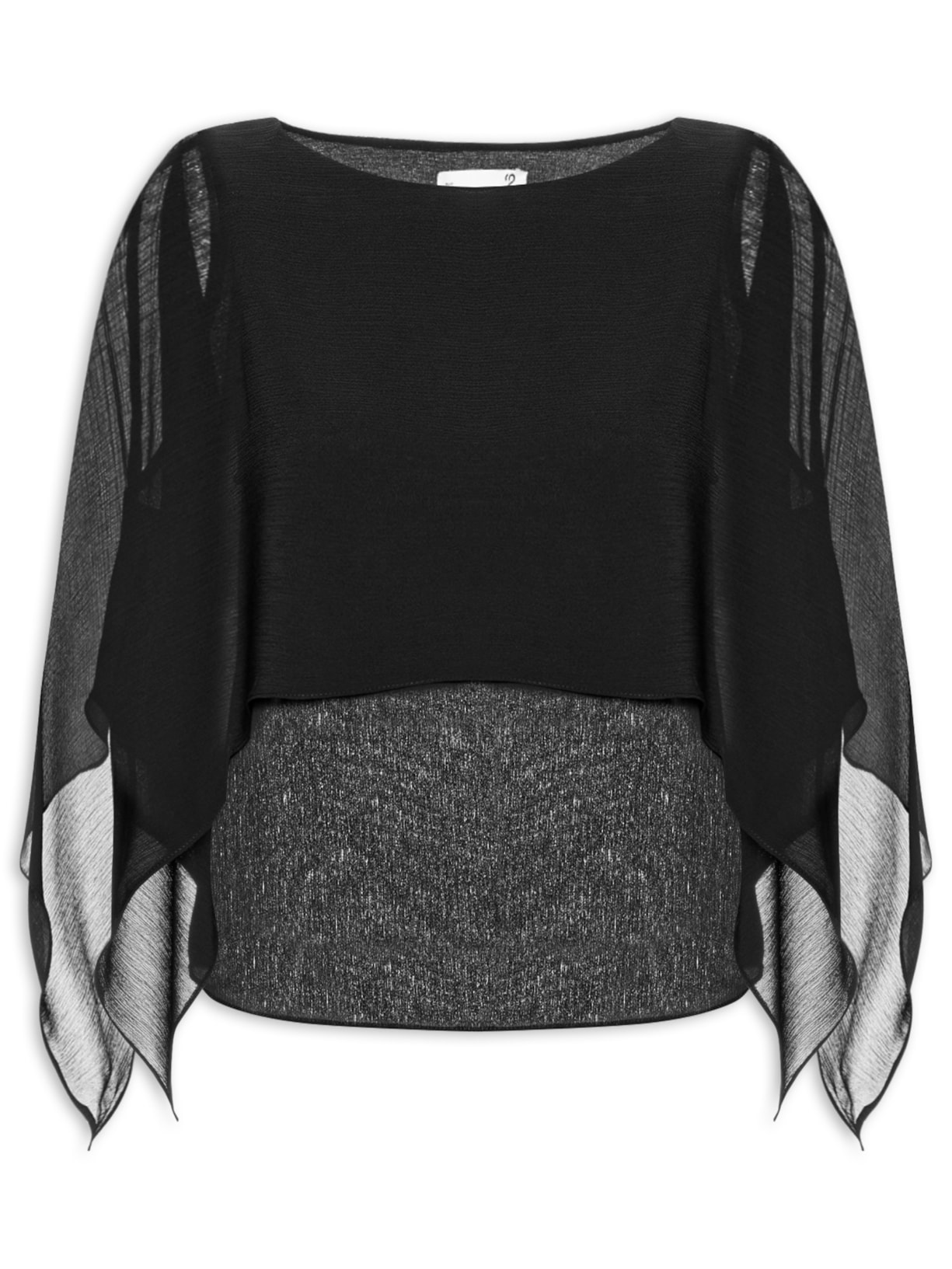 Blusa Feminina Capa Assimétrica - Preto