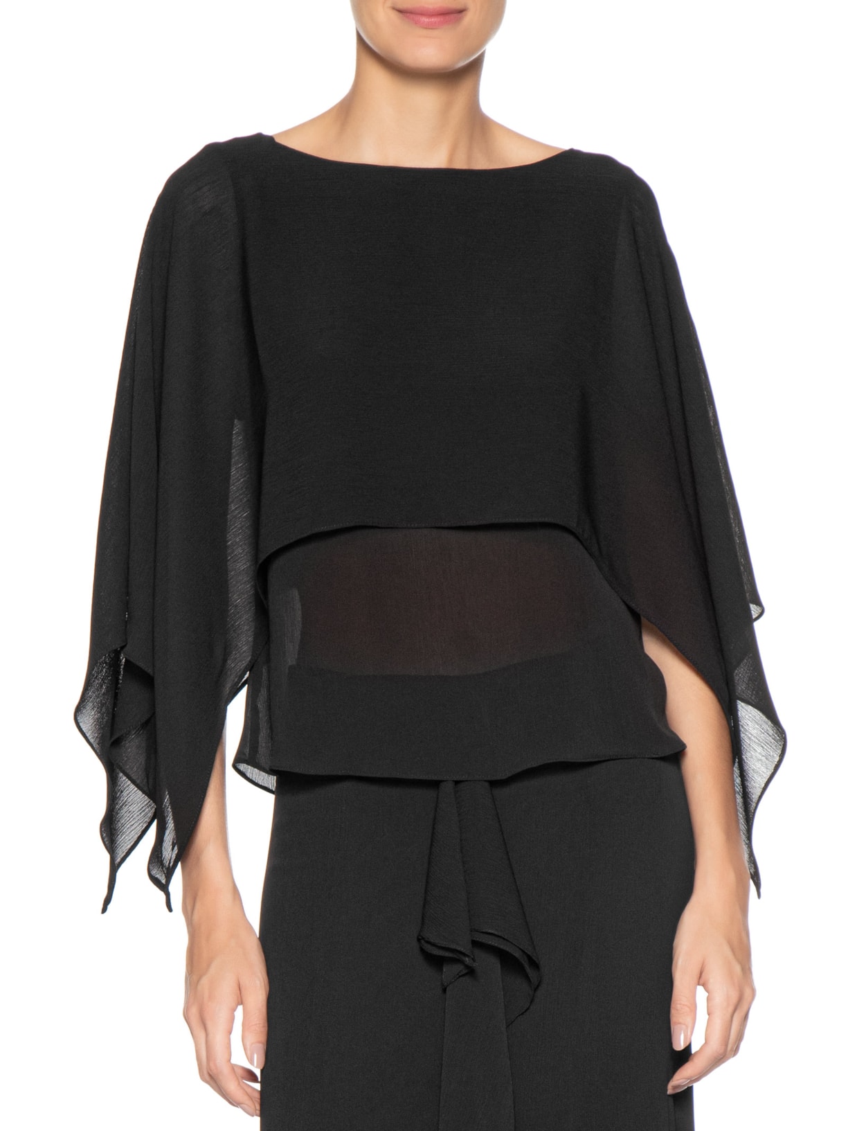 Blusa Feminina Capa Assimétrica Preto '2Essential