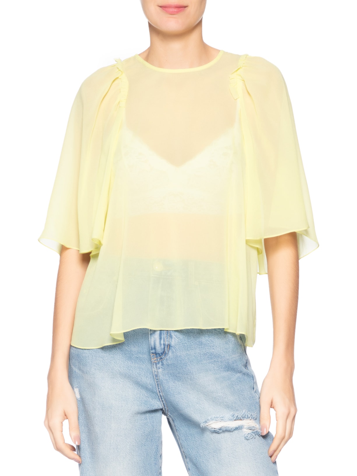 Blusa Feminina Cava Babado Chá – Verde Animale