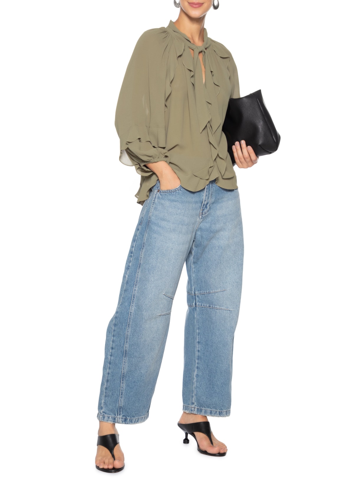 Blusa Feminina Ceci Manga Longa Verde Le Lis