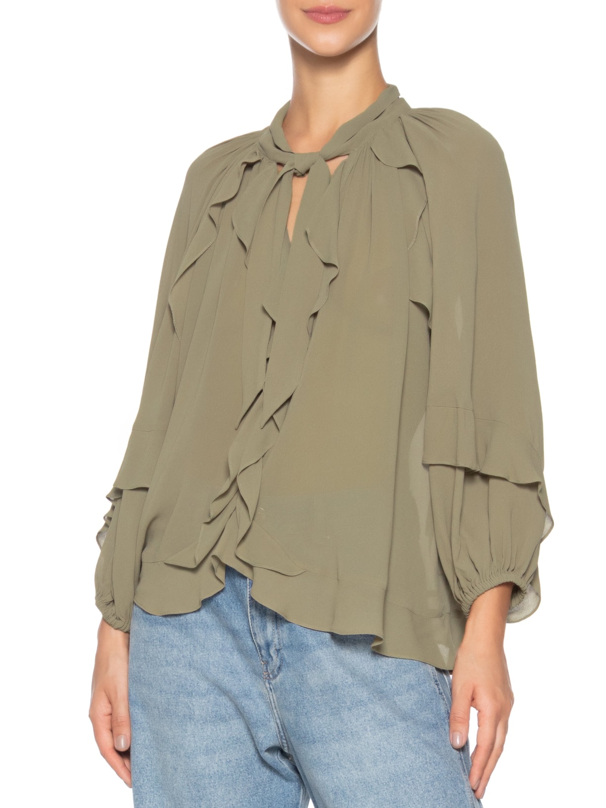 Blusa Feminina Ceci Manga Longa Verde Le Lis