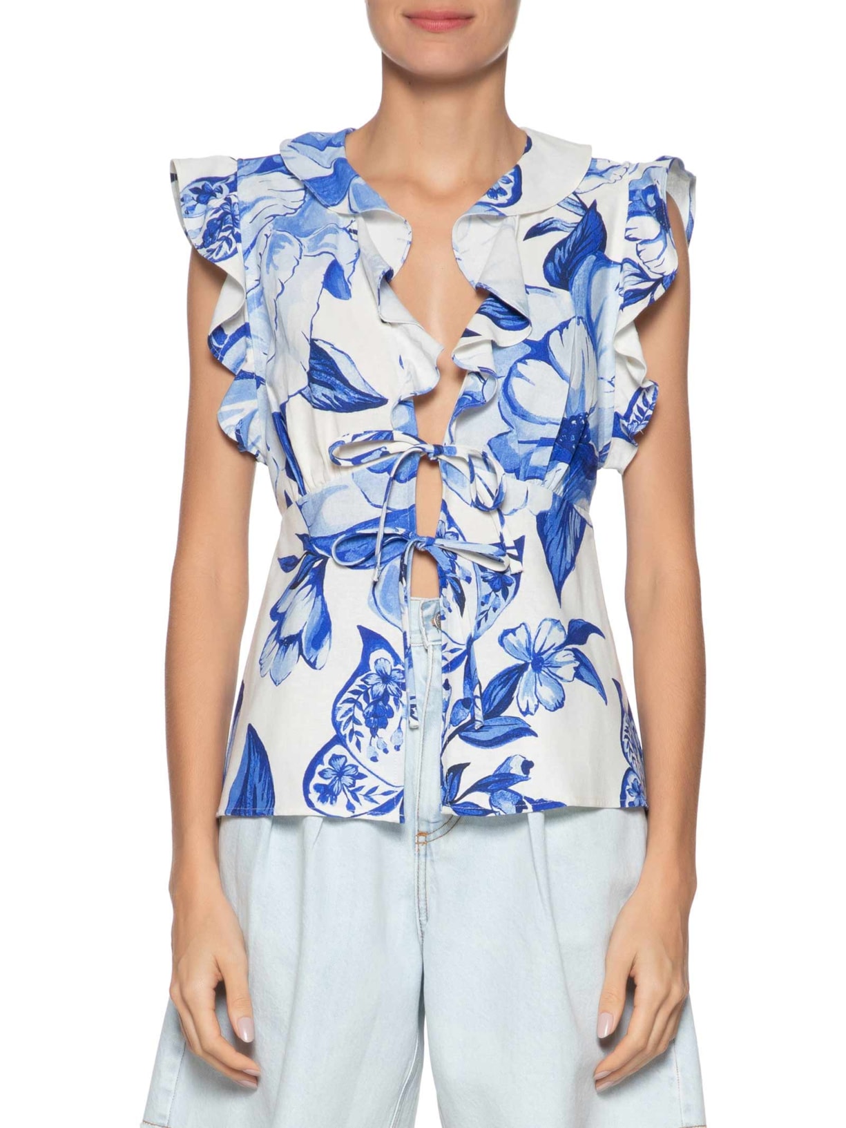 Blusa Feminina Chita Porcelana Azul Farm