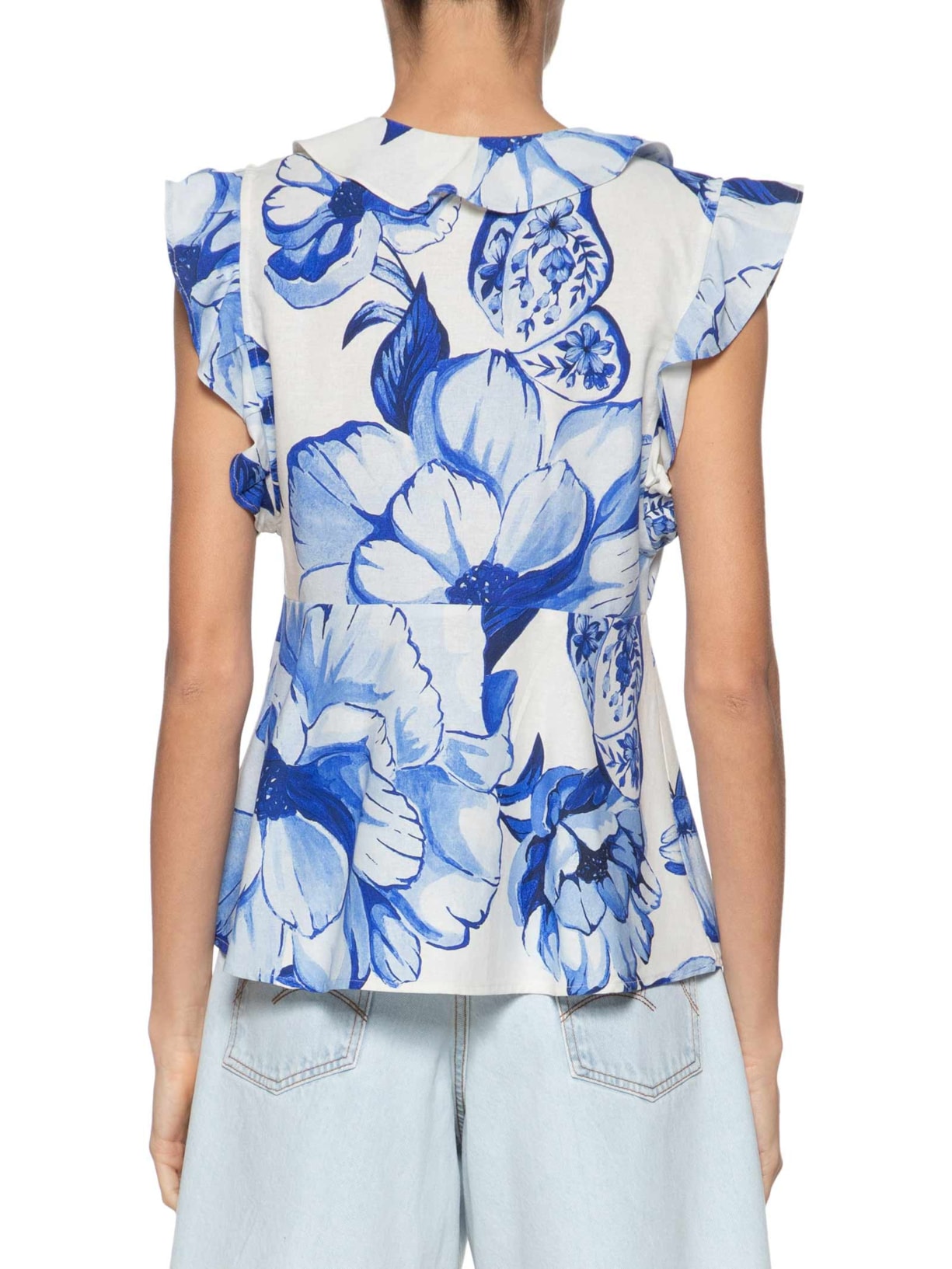 Blusa Feminina Chita Porcelana Azul Farm