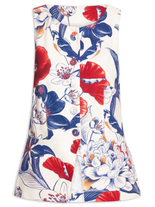 Blusa Feminina Colete Floral Vera - Branco