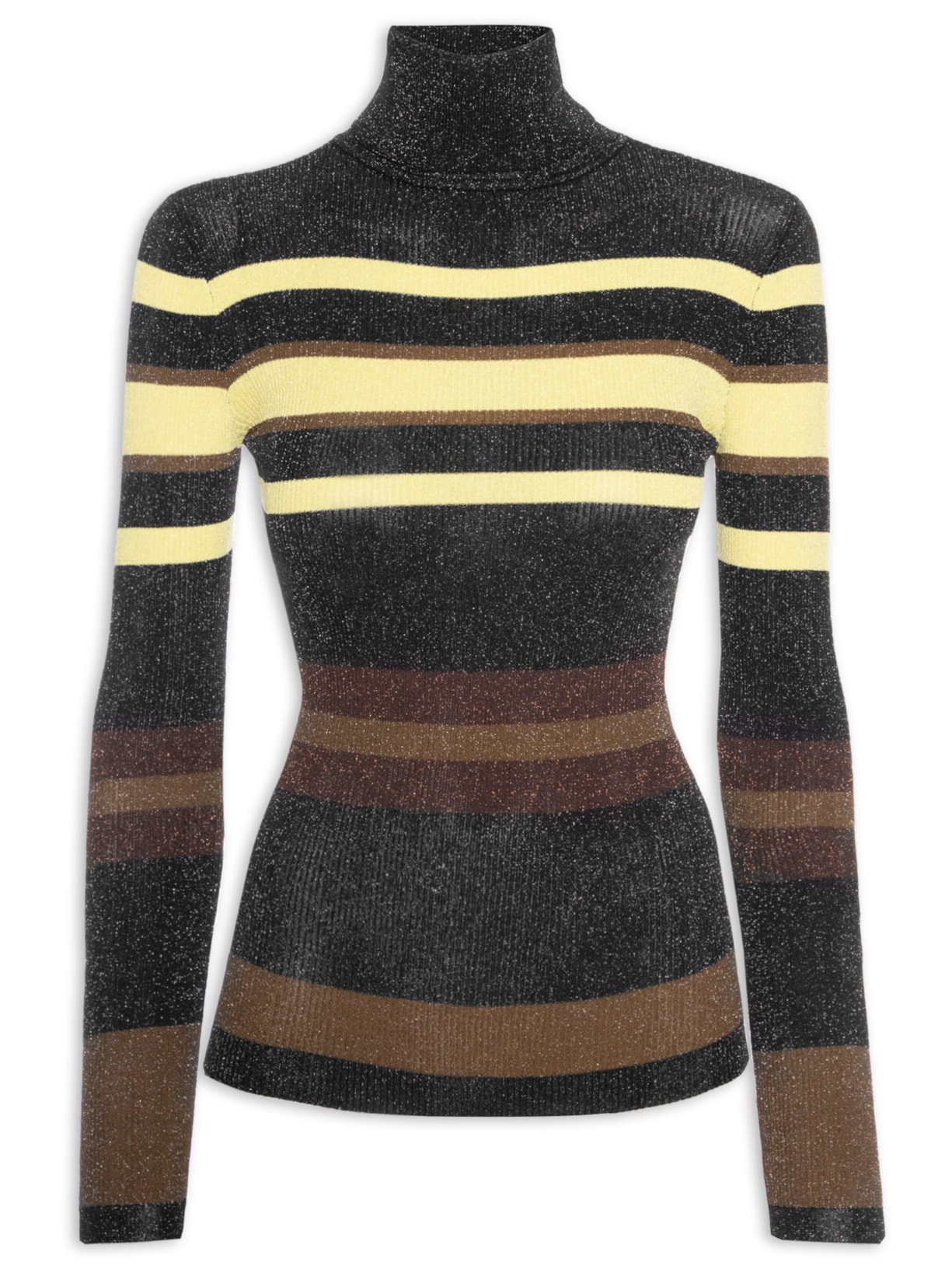Blusa Feminina Colorido Stripes Tricot - Preto