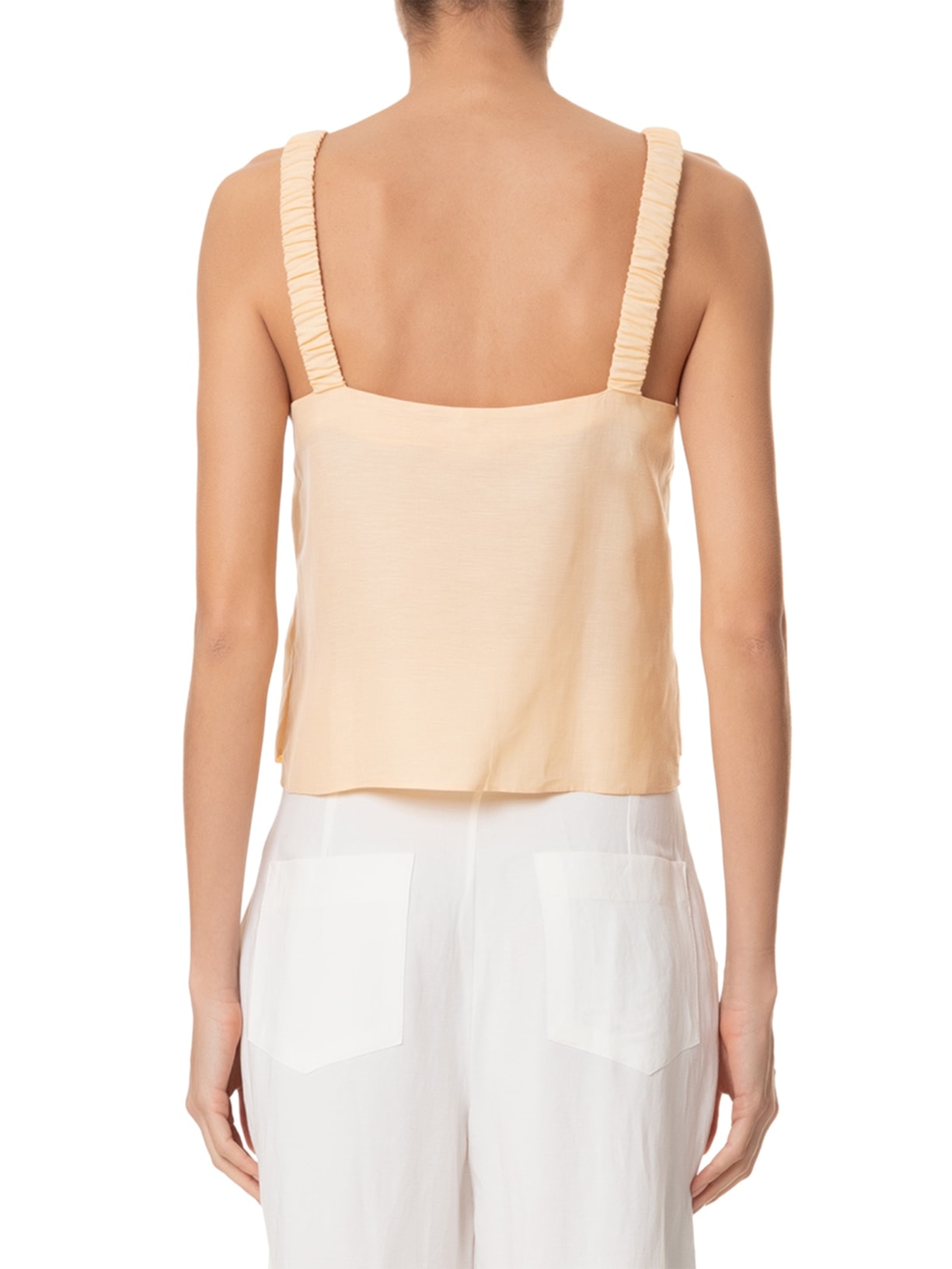 Blusa Feminina Com Alça Franzida Amarelo Basiq