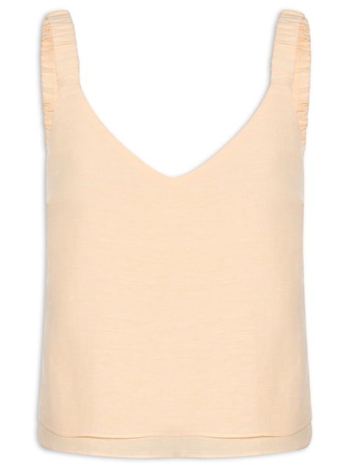 Blusa Feminina Com Alça Franzida - Amarelo