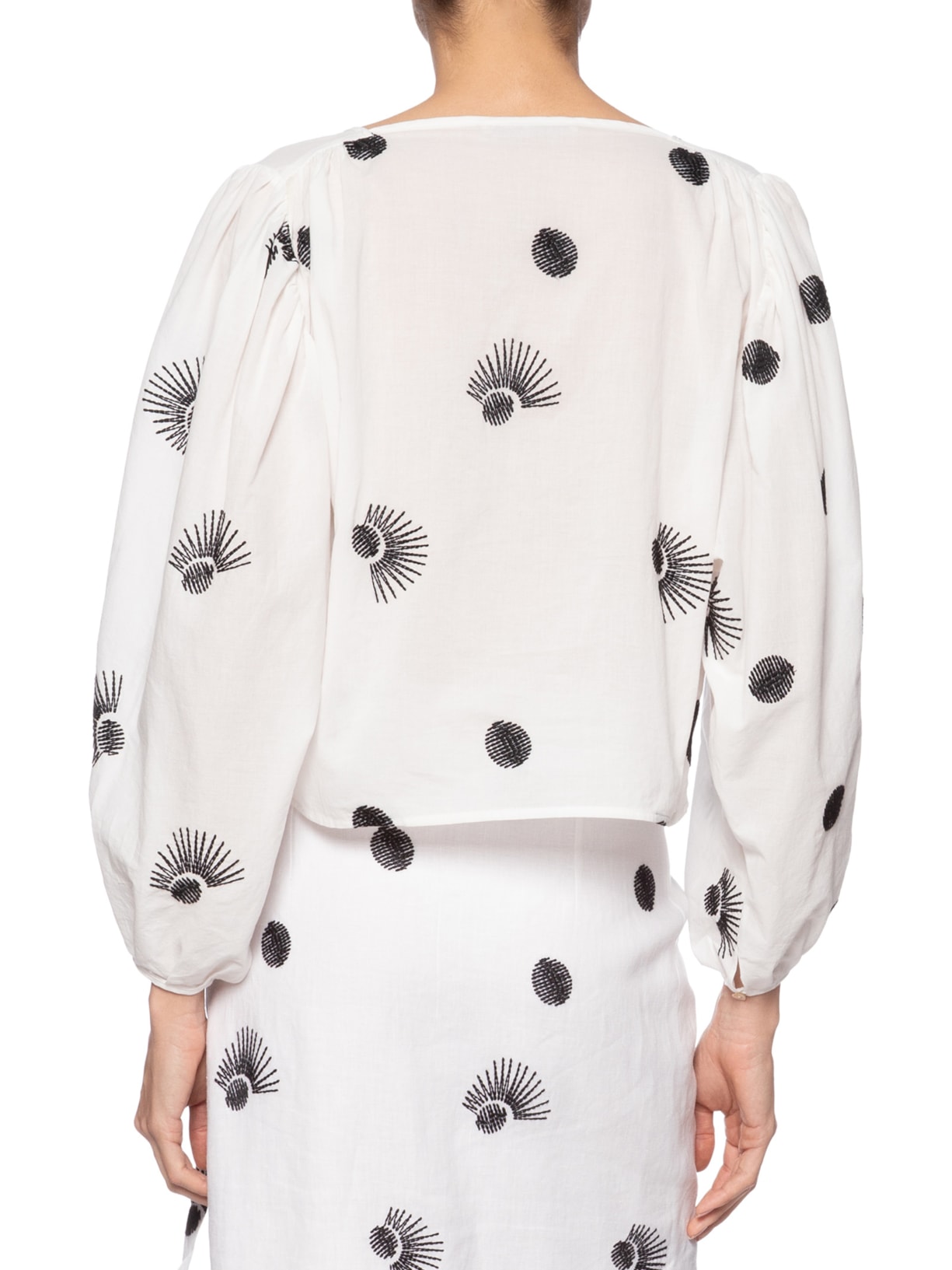 Blusa Feminina Com Amarração E Bordado Poá Branco Animale