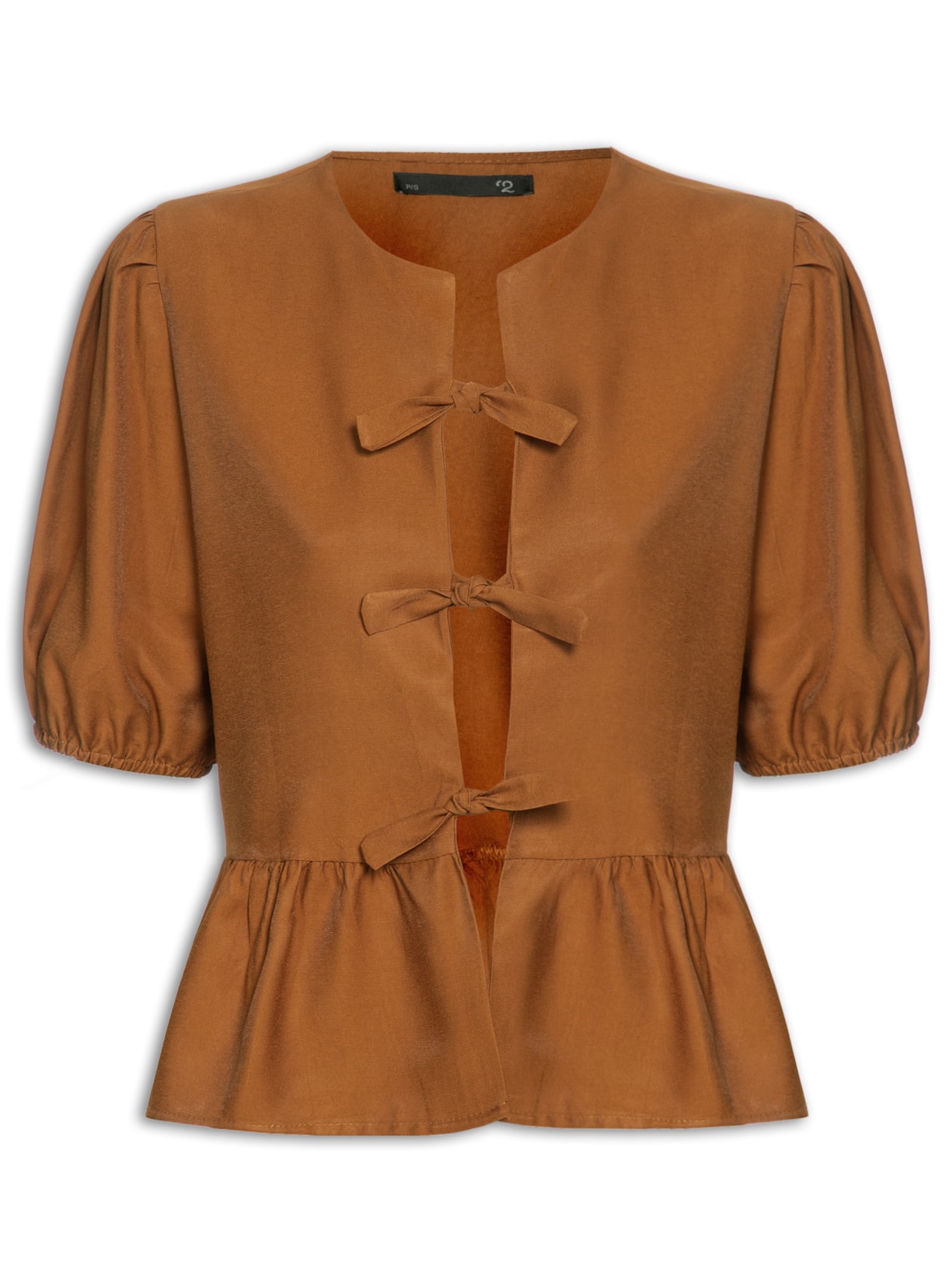 Blusa Feminina Com Amarração Frontal - Marrom