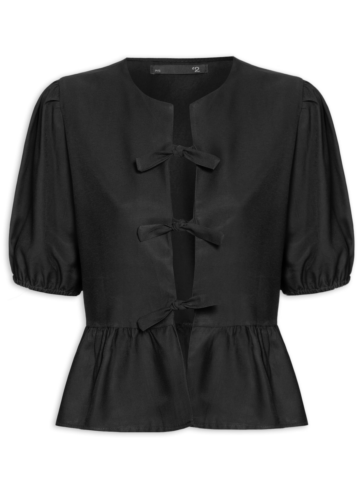 Blusa Feminina Com Amarração Frontal - Preto