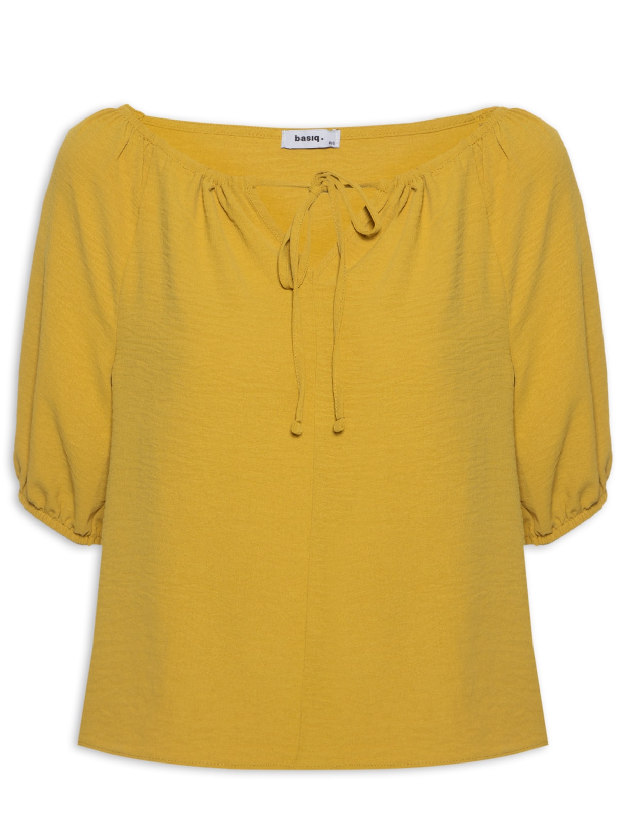 Blusa Feminina Com Amarração No Decote - Amarelo