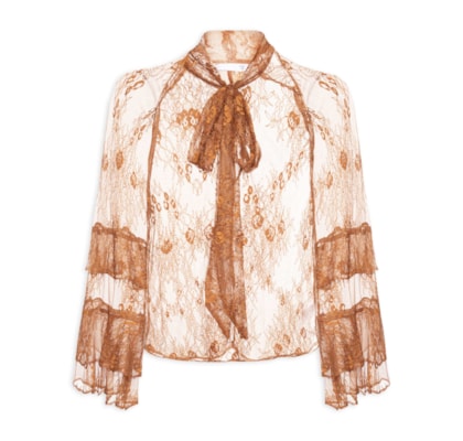 Blusa Feminina Com Amarração No Pescoço - Marrom