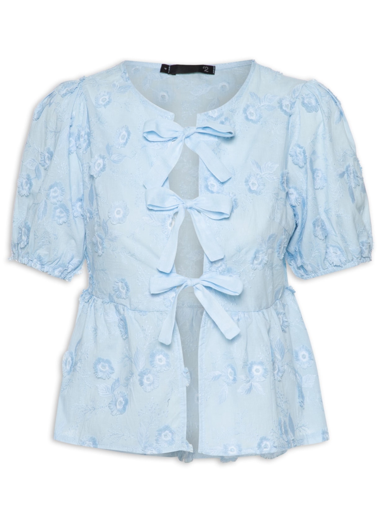 Blusa Feminina Com Amarrações Frontais - Azul