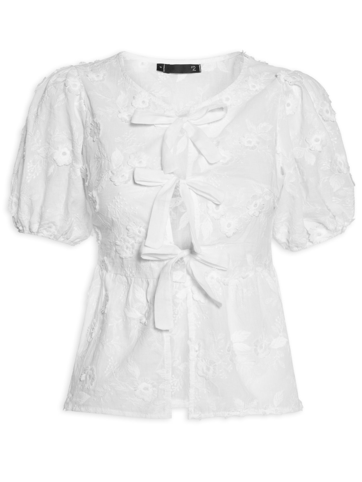 Blusa Feminina Com Amarrações Frontais - Branco