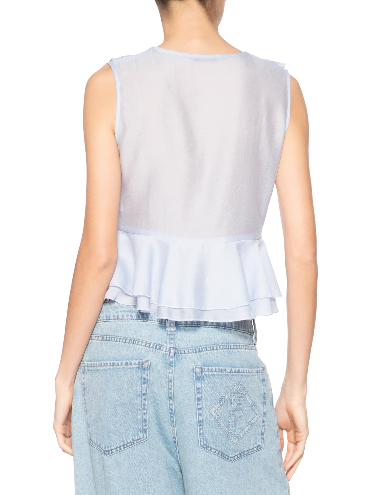 Blusa Feminina Com Babados Azul Market 33