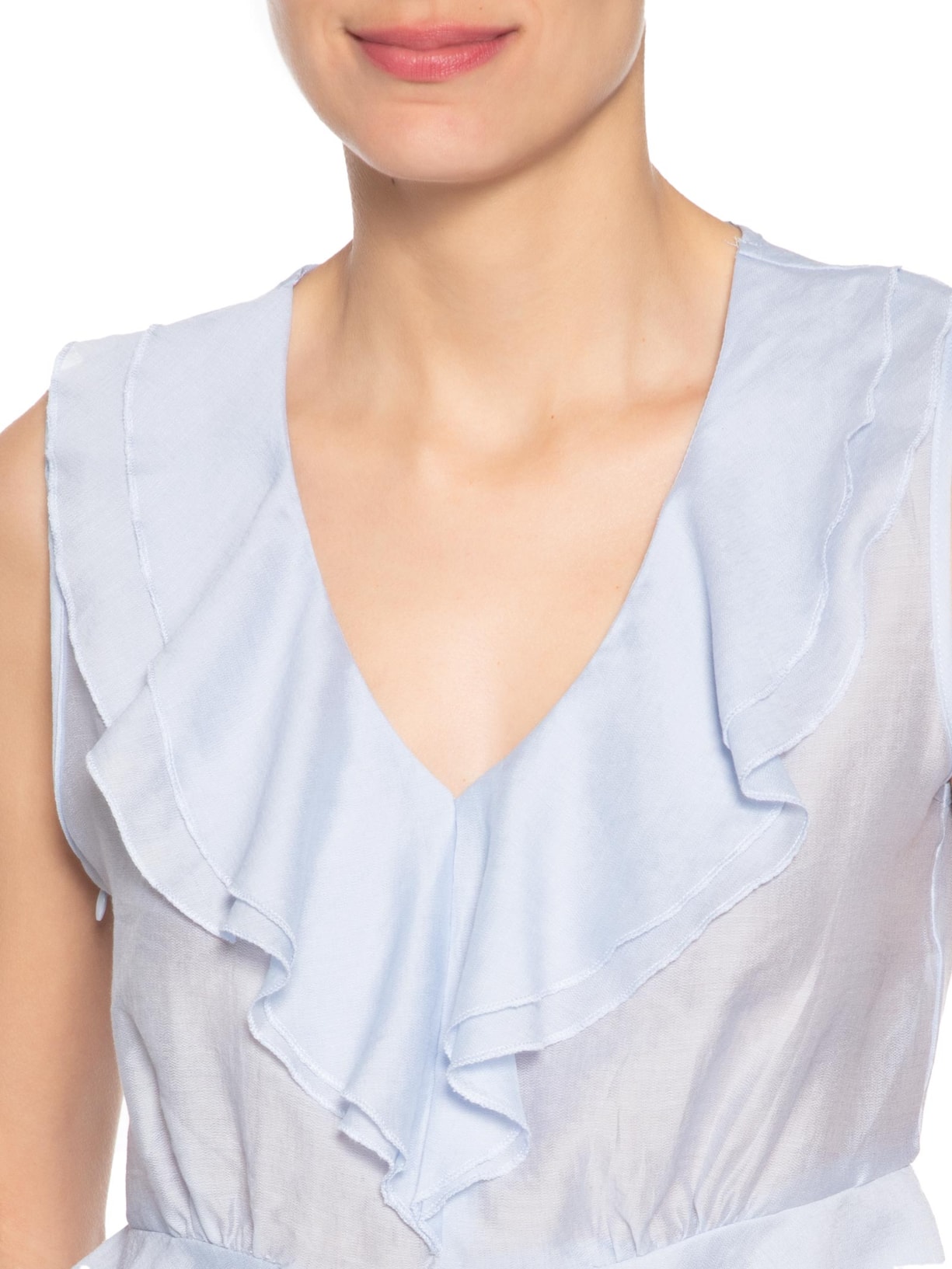 Blusa Feminina Com Babados Azul Market 33