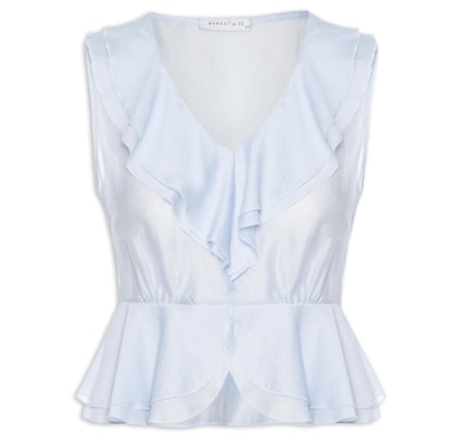 Blusa Feminina Com Babados - Azul