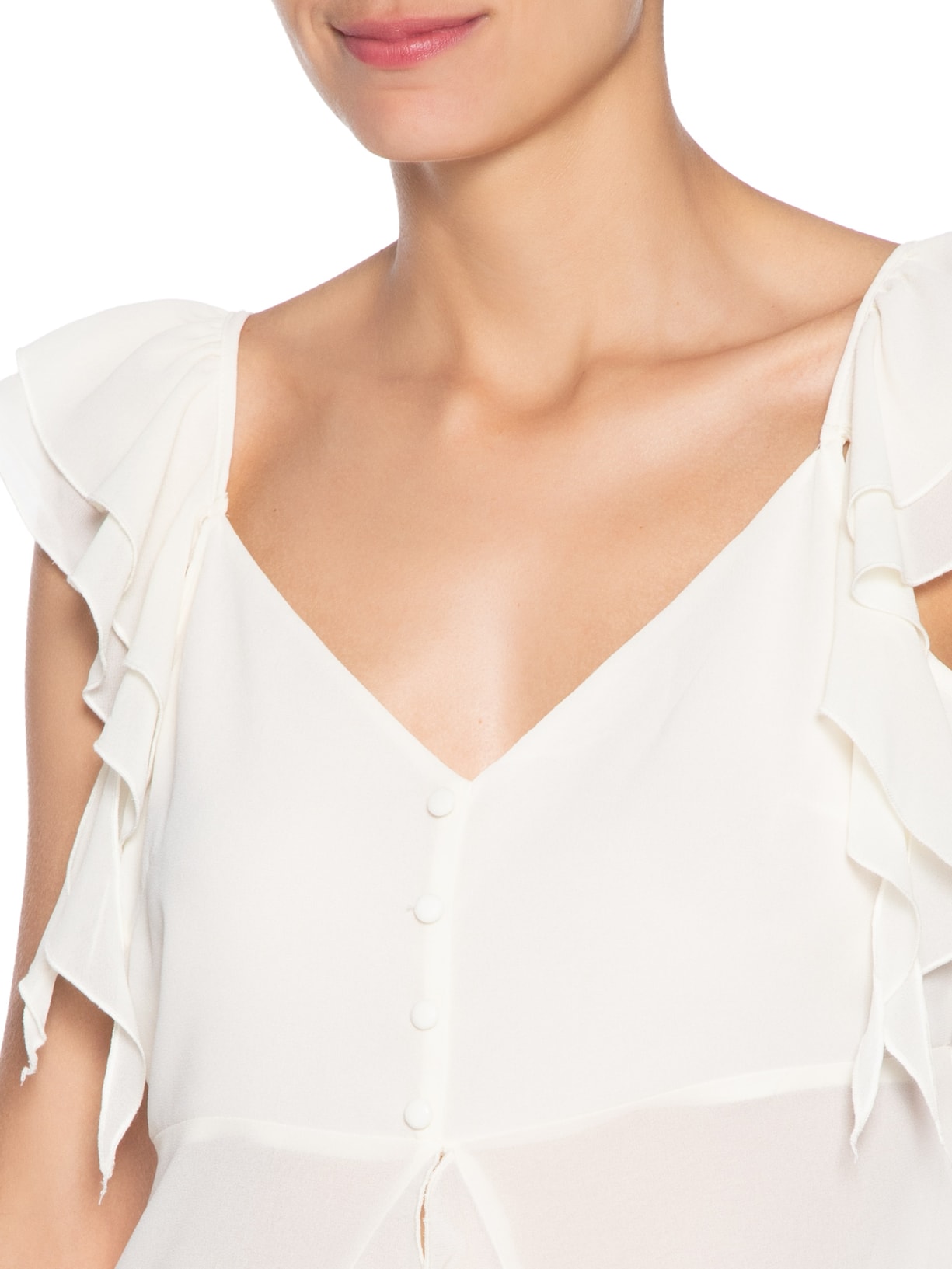 Blusa Feminina Com Babados Branco Market 33