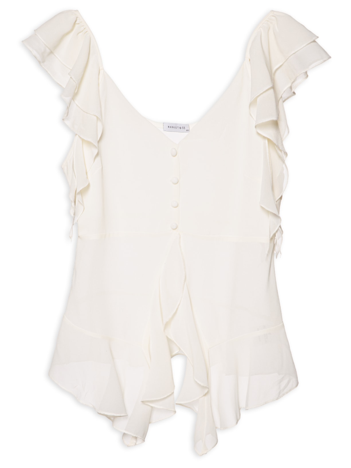 Blusa Feminina Com Babados Branco Market 33