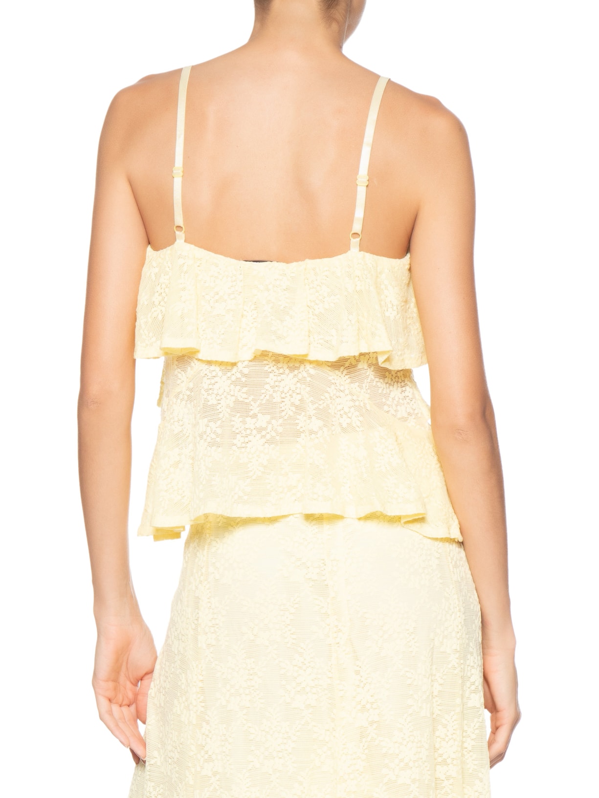 Blusa Feminina Com Babados Em Renda Amarelo Market 33