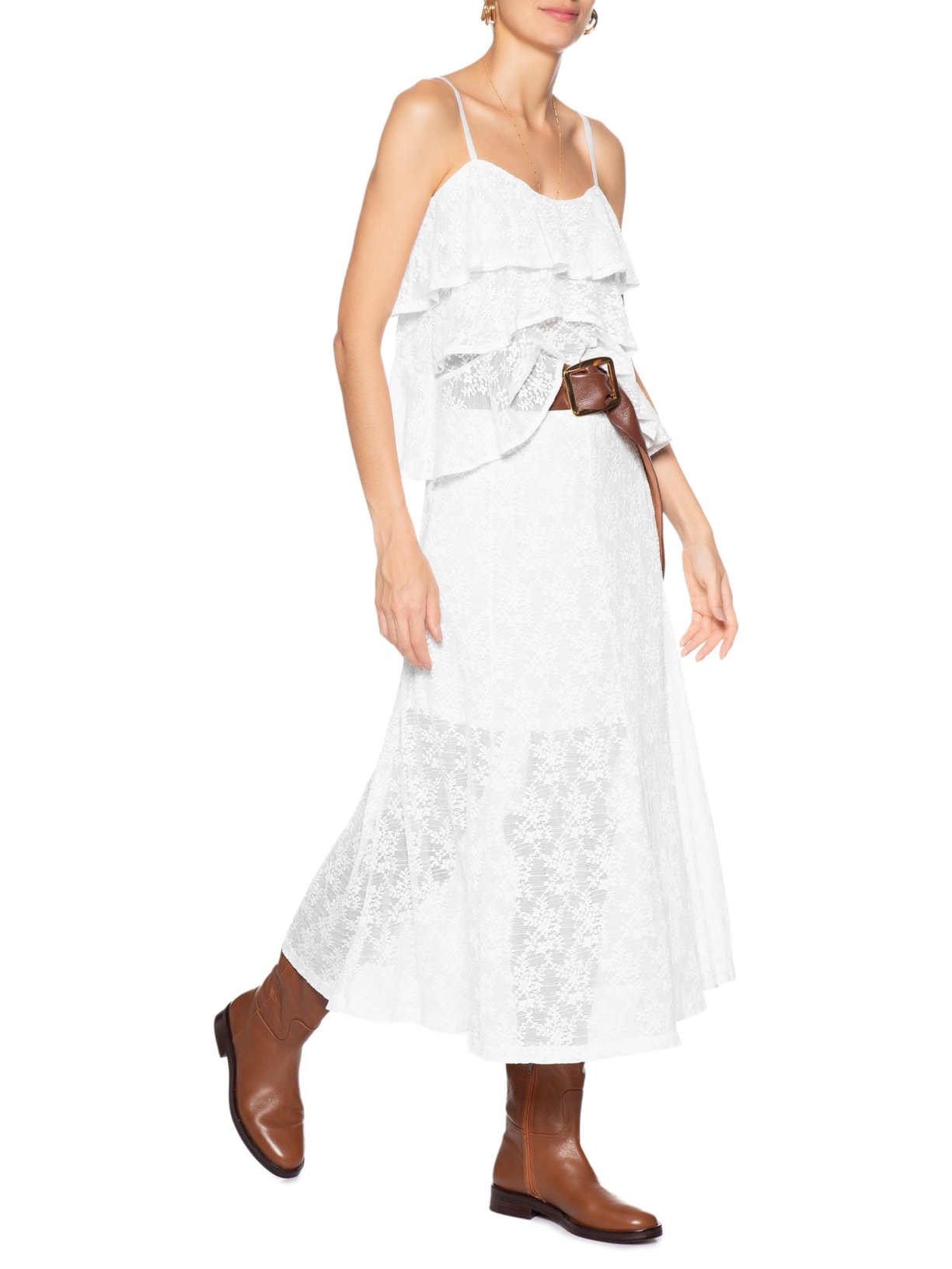 Blusa Feminina Com Babados Em Renda Branco Market 33