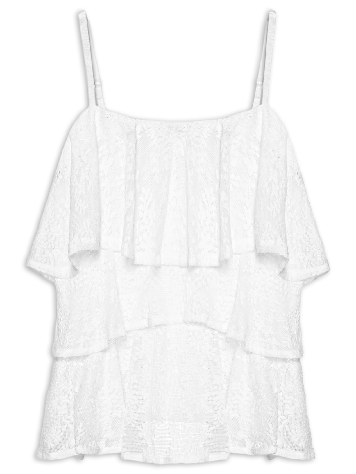 Blusa Feminina Com Babados Em Renda - Branco