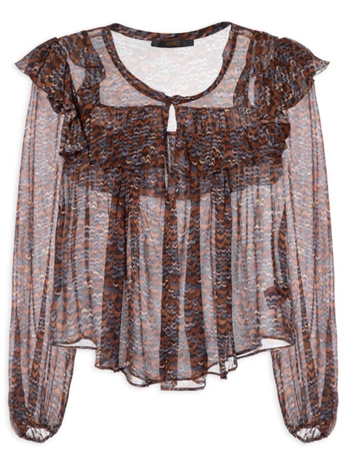 Blusa Feminina Com Babados Est Fig Fly Color - Roxo