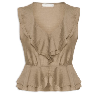 Blusa Feminina Com Babados - Marrom