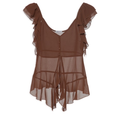 Blusa Feminina Com Babados - Marrom