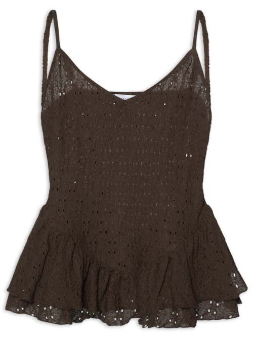 Blusa Feminina com Babados - Marrom