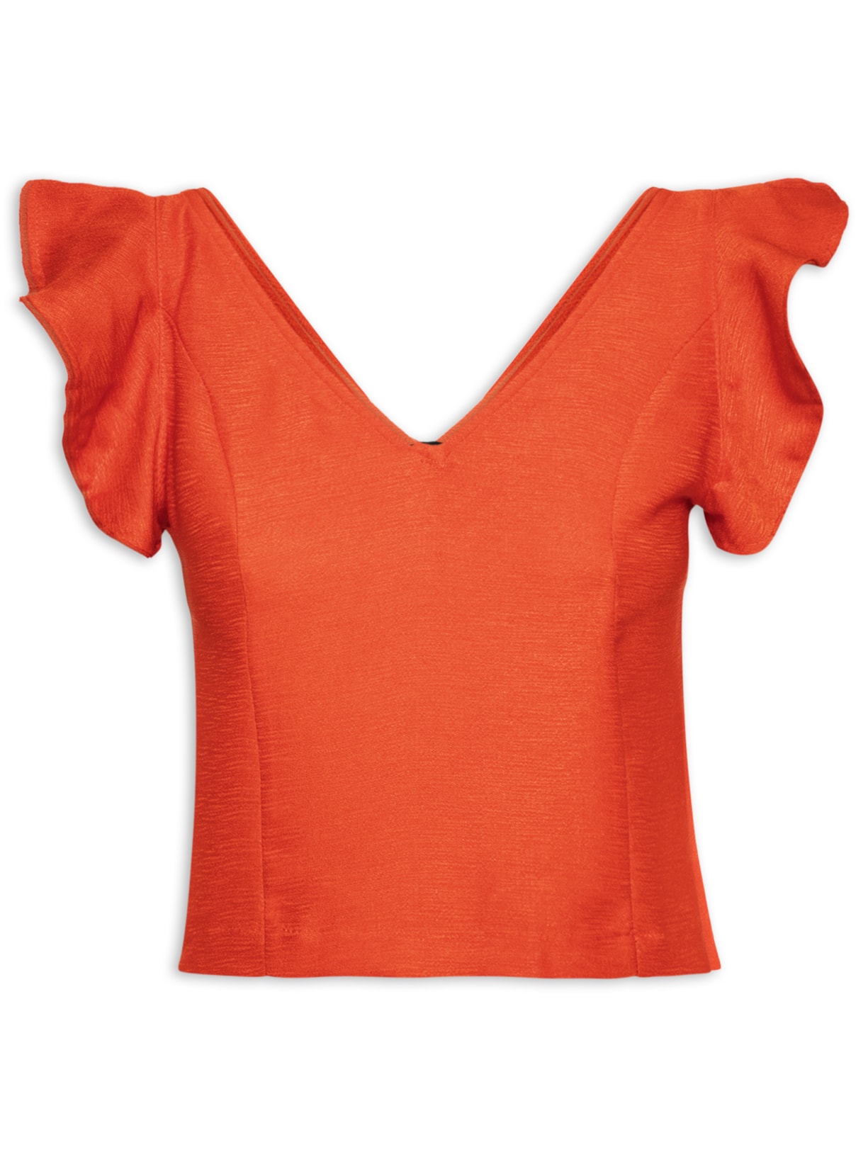 Blusa Feminina Com Babados No Ombro - Laranja