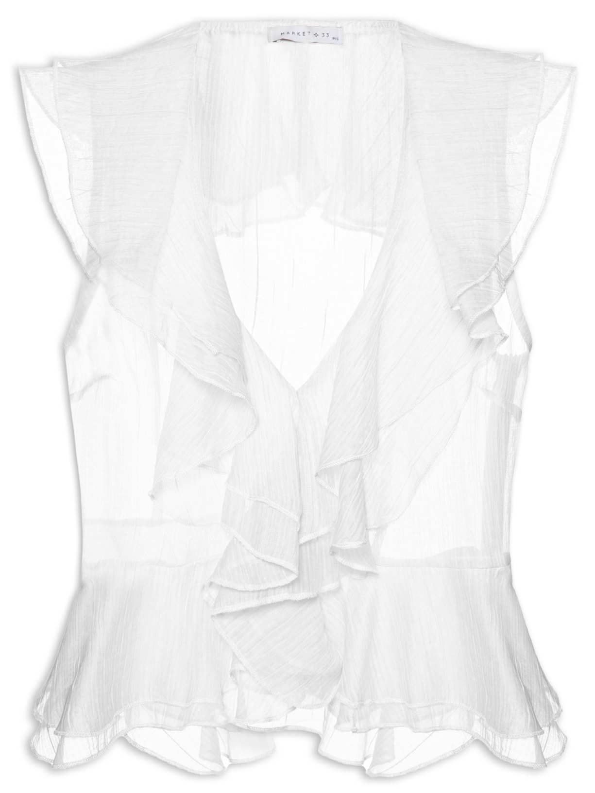 Blusa Feminina Com Babados Off White    Market 33