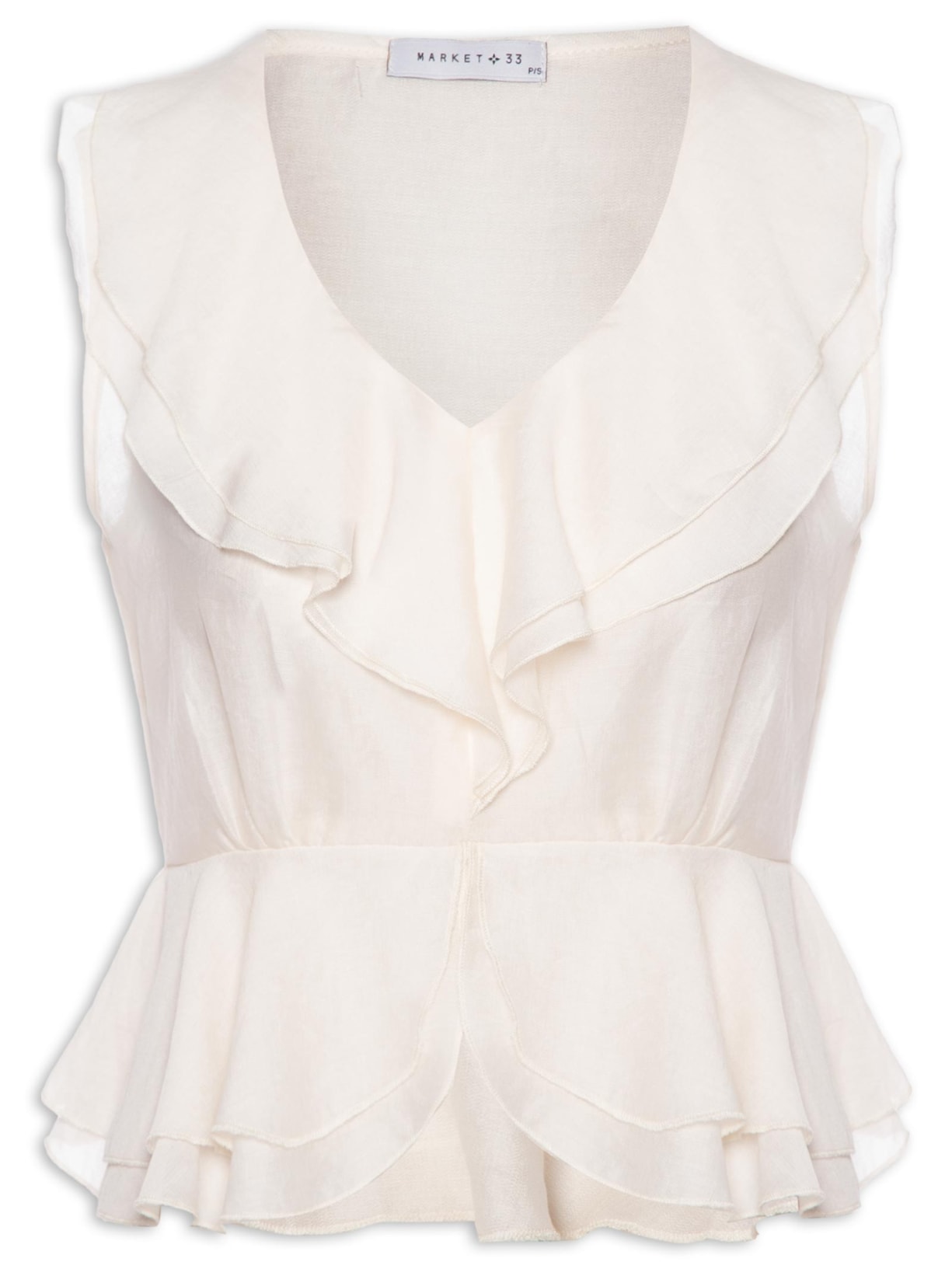 Blusa Feminina Com Babados - Off White