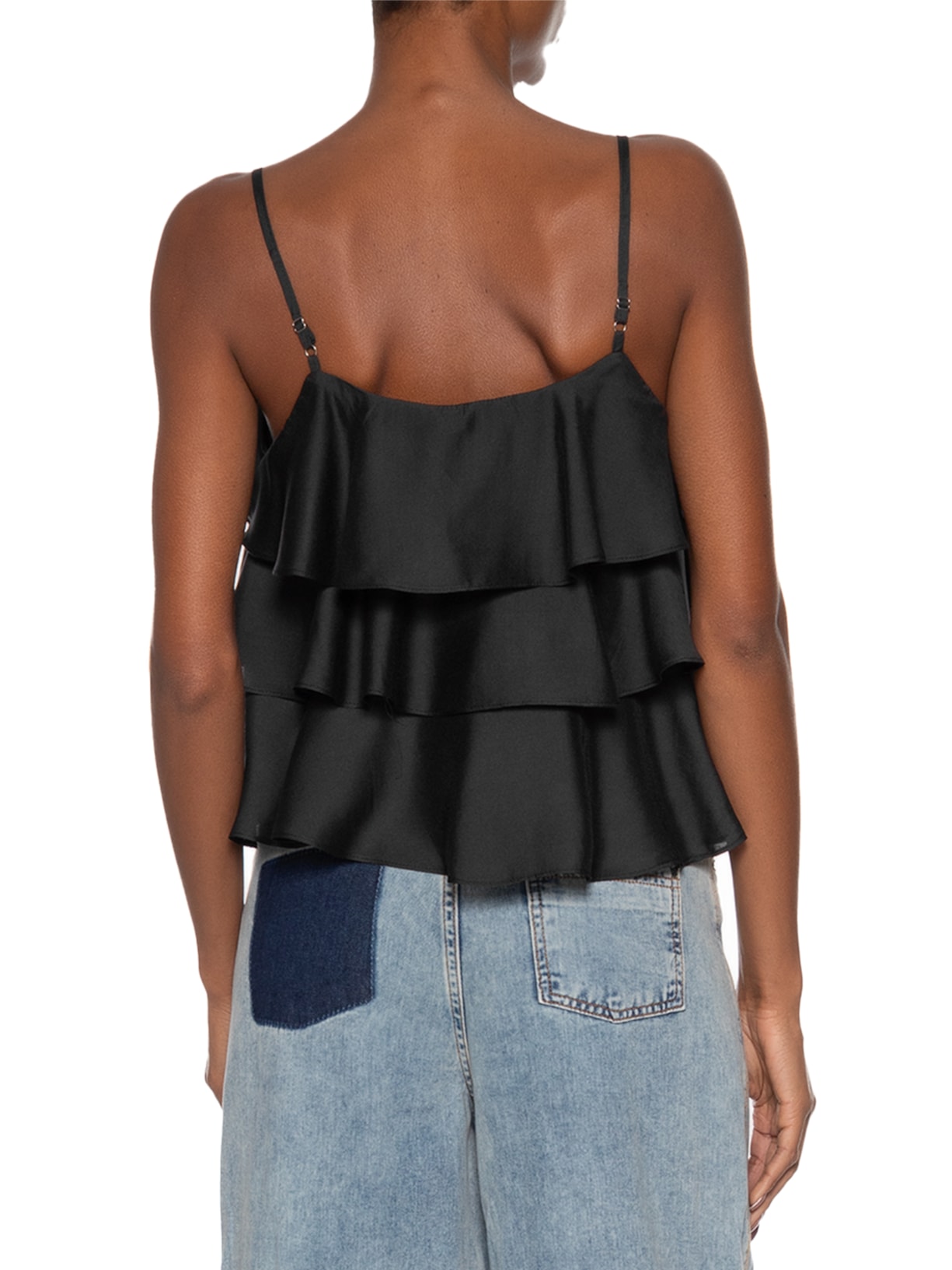 Blusa Feminina Com Babados Preto Market 33