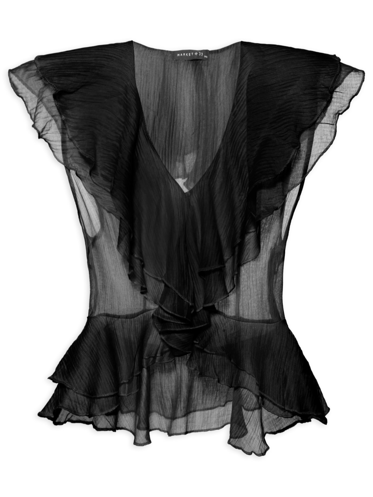 Blusa Feminina Com Babados - Preto