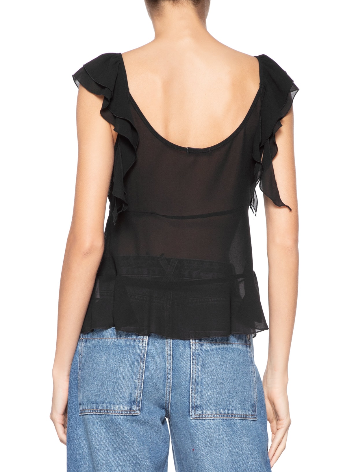 Blusa Feminina Com Babados Preto Market 33
