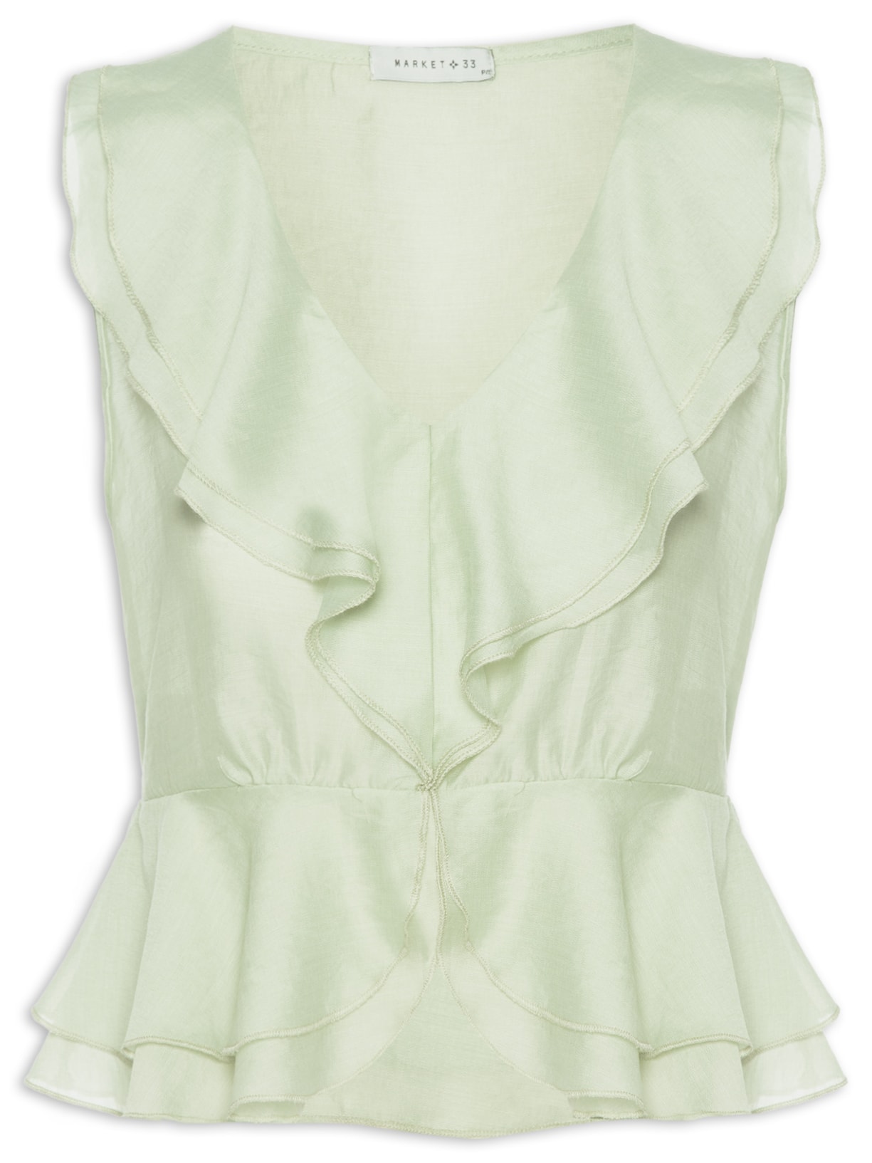 Blusa Feminina Com Babados Verde Market 33