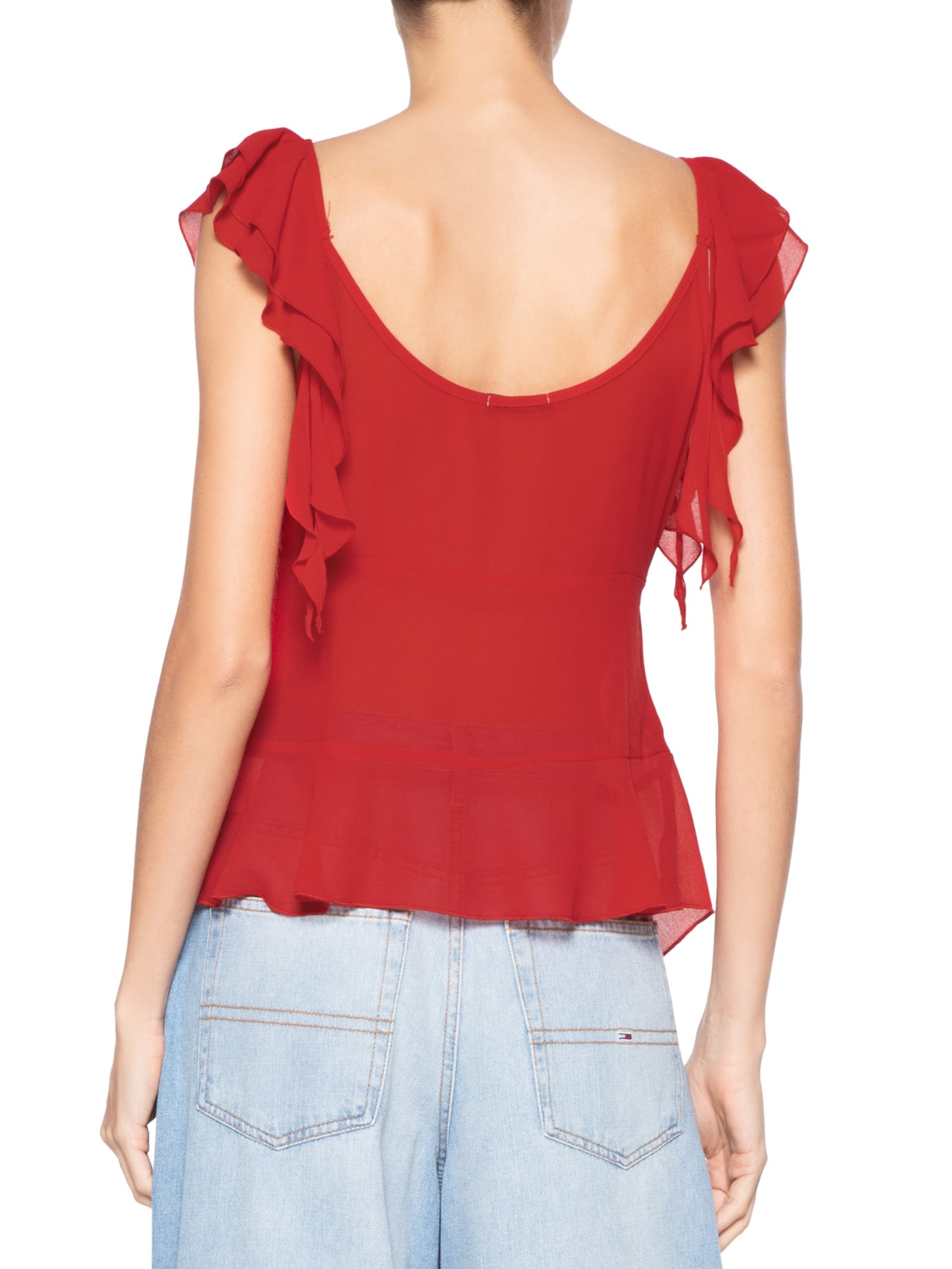 Blusa Feminina Com Babados Vermelho Market 33