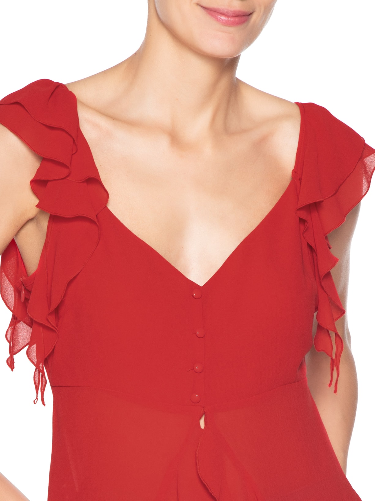 Blusa Feminina Com Babados Vermelho Market 33