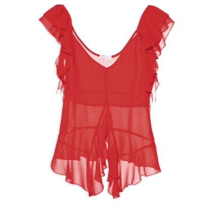 Blusa Feminina Com Babados - Vermelho