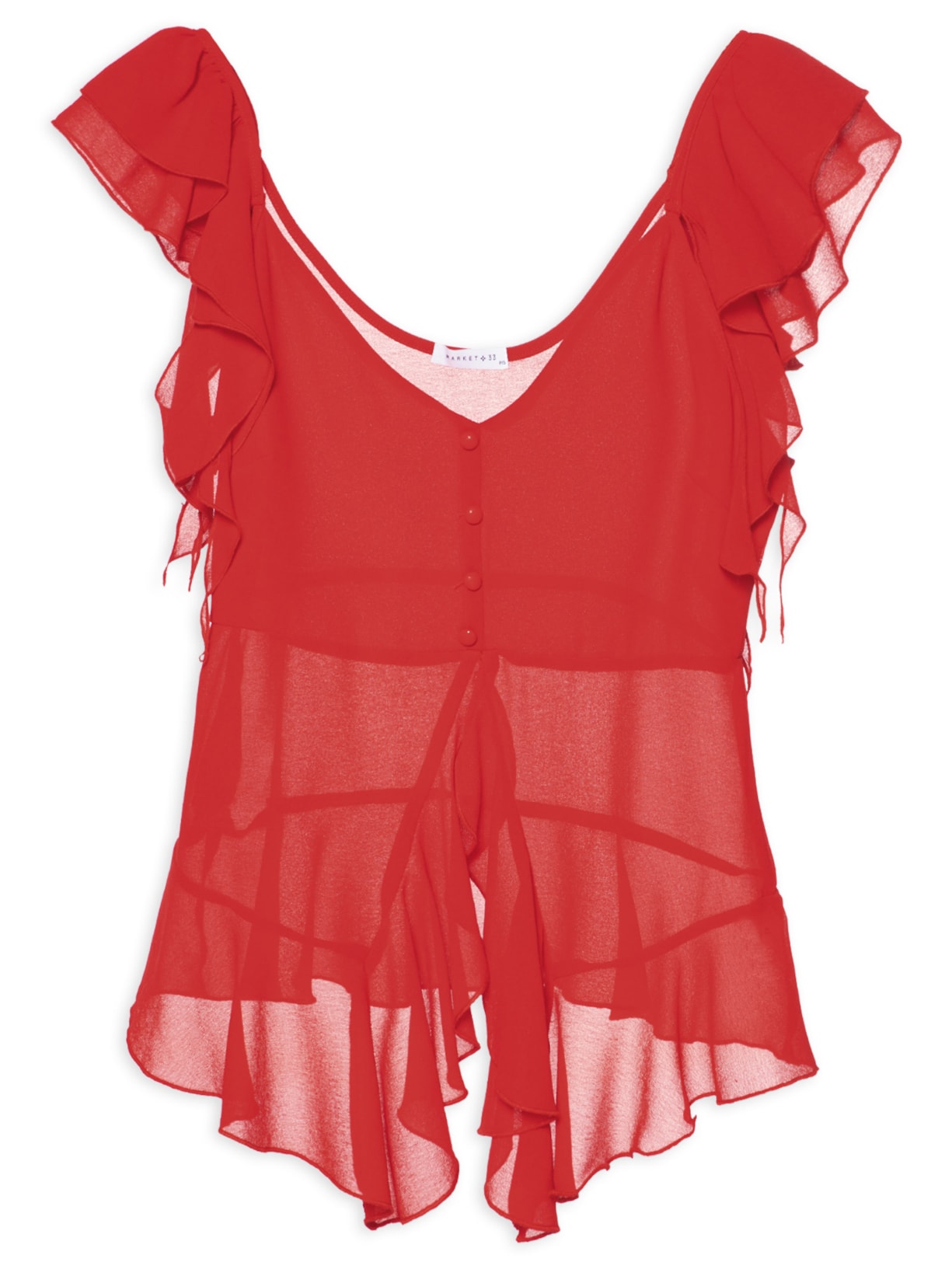 Blusa Feminina Com Babados - Vermelho