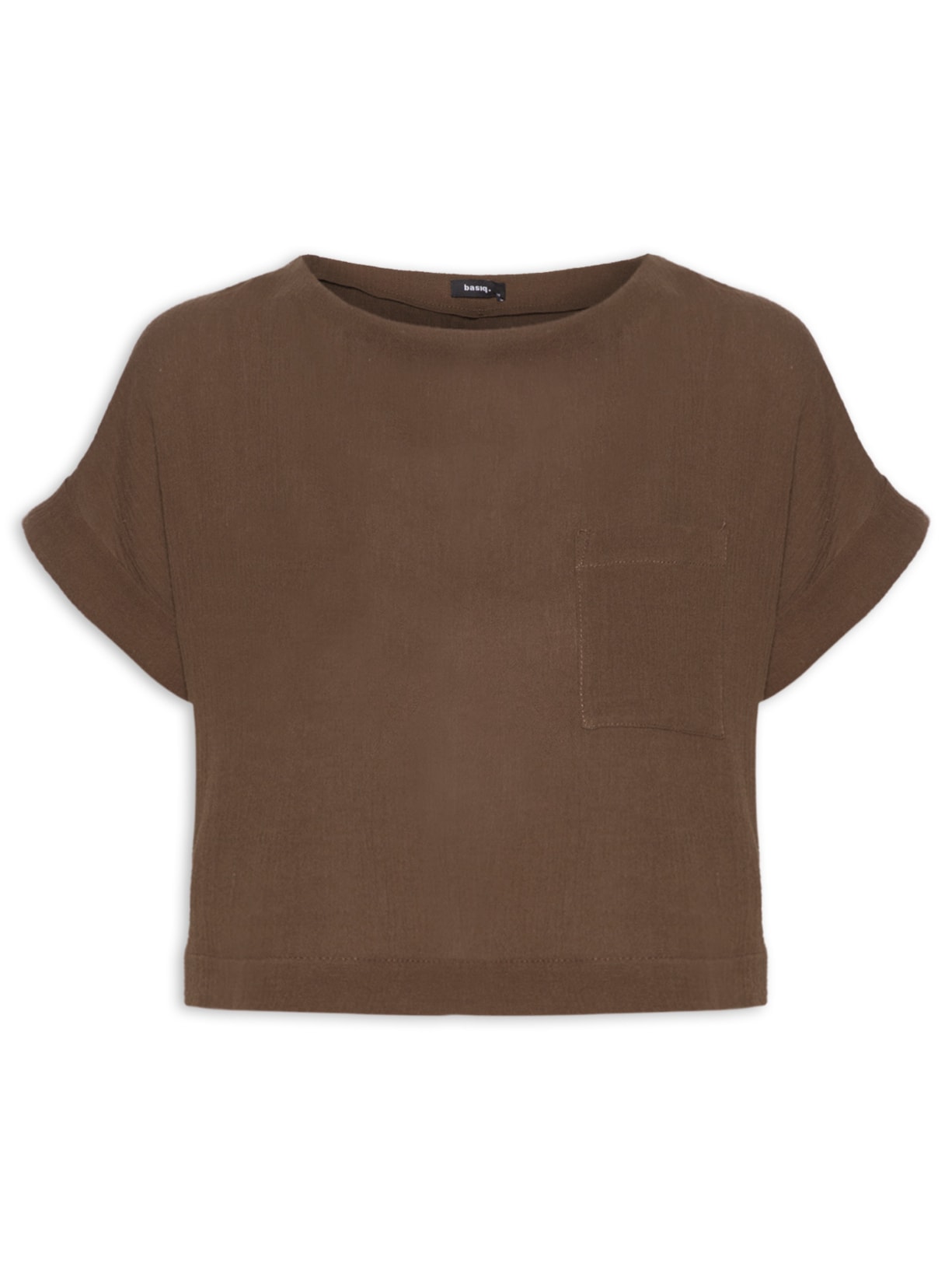 Blusa Feminina Com Bolso Frontal - Marrom