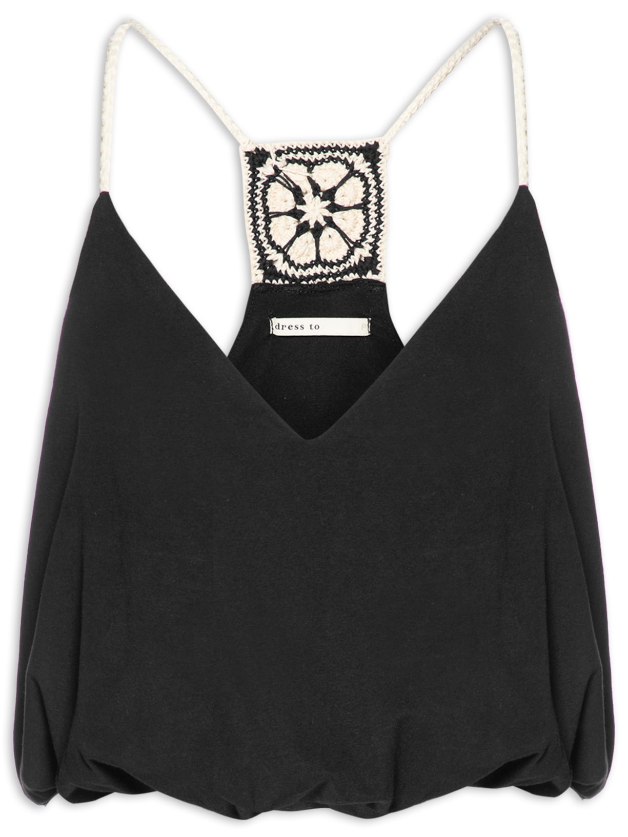 Blusa Feminina Com Crochet Costas E Alça - Preto