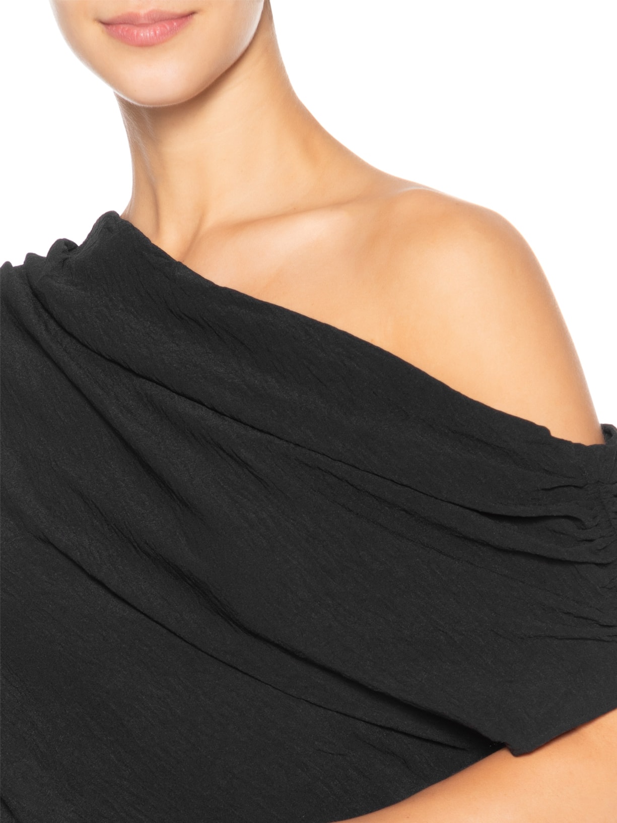 Blusa Feminina Com Decote Assimétrico E Franzidos Laterais Preto '2Essential