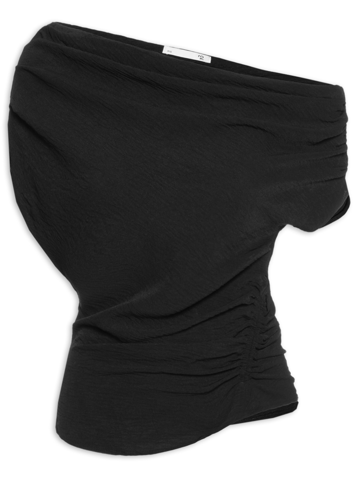 Blusa Feminina Com Decote Assimétrico E Franzidos Laterais - Preto