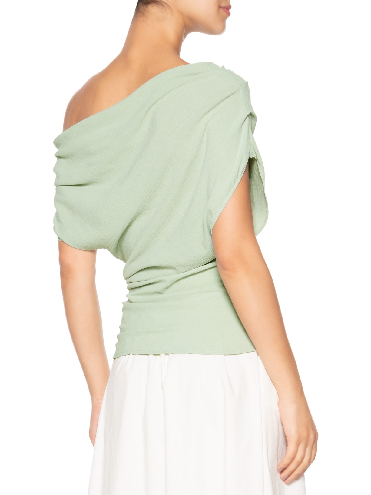 Blusa Feminina Com Decote Assimétrico E Franzidos Laterais Verde '2Essential